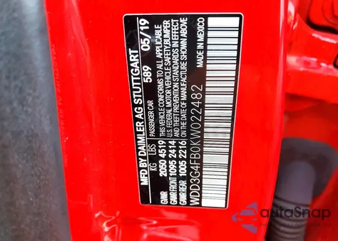 2019 Mercedes-Benz A 220 4Matic from USA, damaged, VIN WDD3G4FB0KW022482